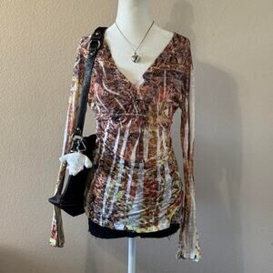 2000s multicolor v neck babydoll